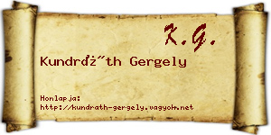 Kundráth Gergely névjegykártya